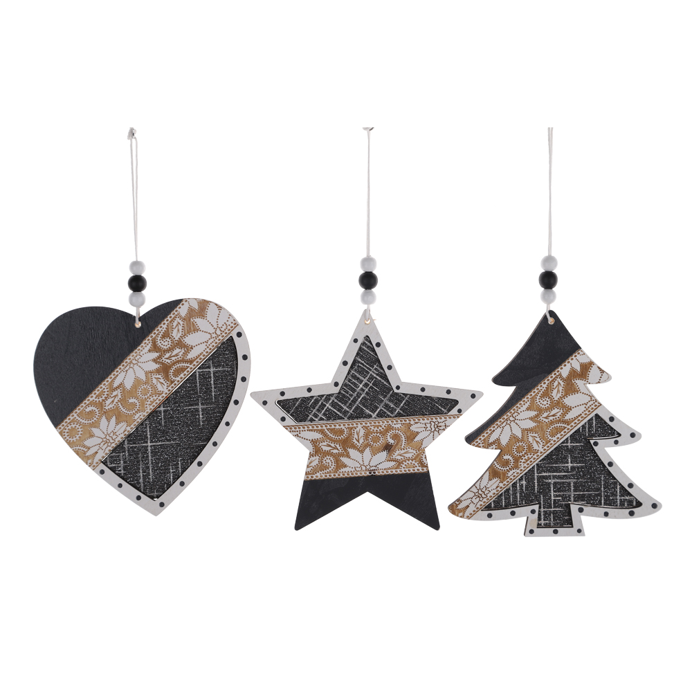 Winter Wunderland Weihnachten Baum Ornamente Set Holz Sehnte Hängen Handwerk Dekorationen 2
