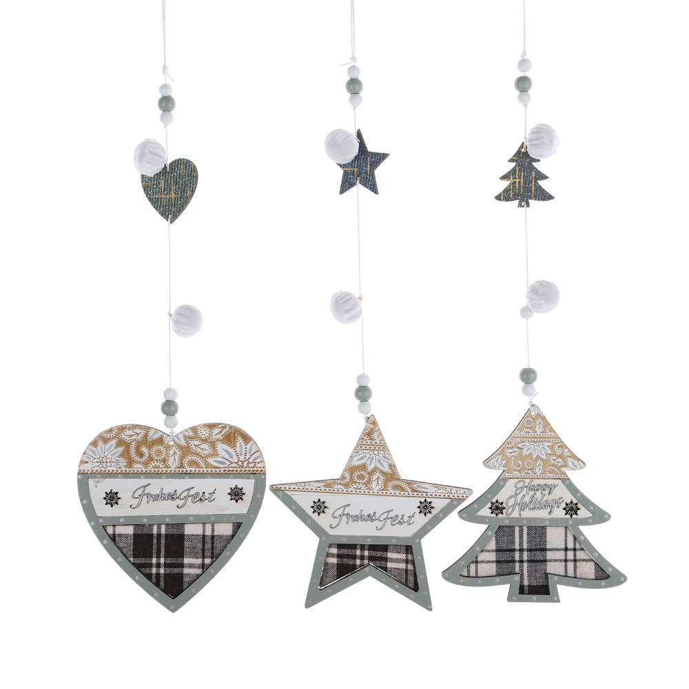 Winter Wunderland Weihnachten Baum Ornamente Set Holz Sehnte Hängen Handwerk Dekorationen 6