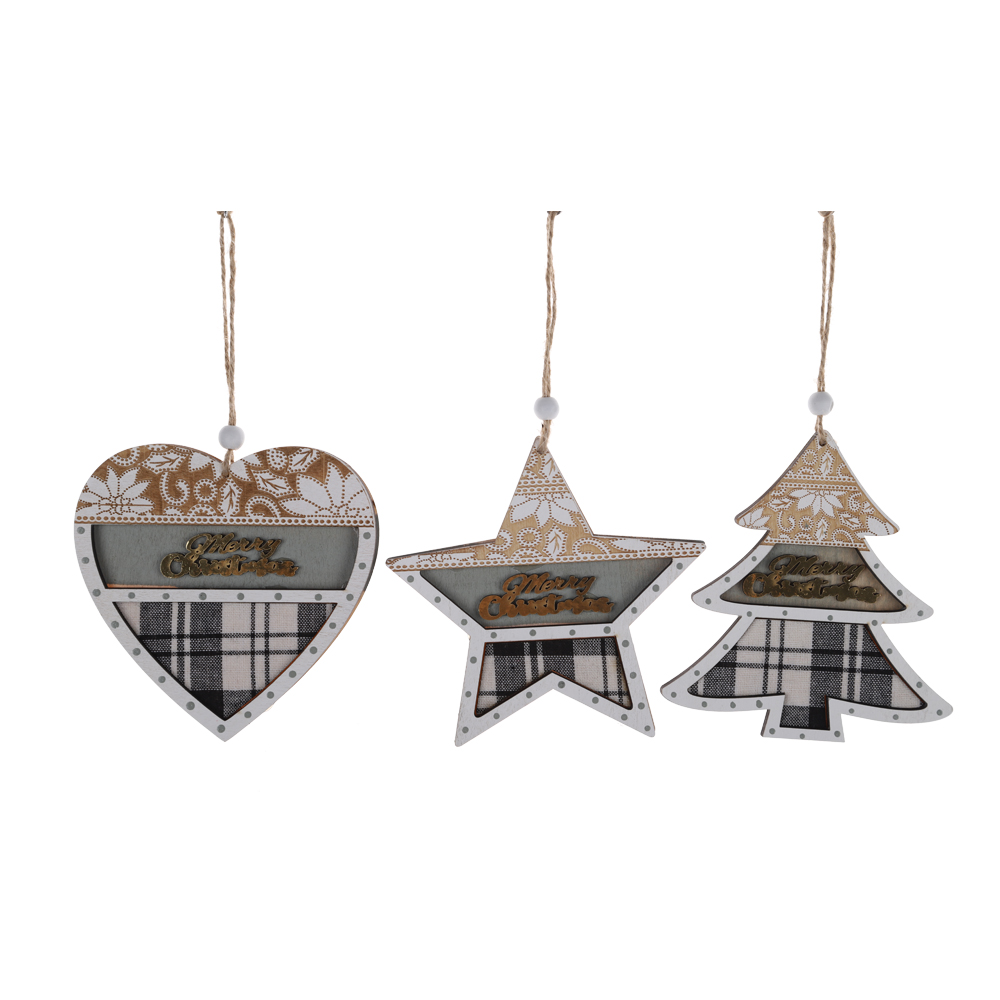 Winter Wunderland Weihnachten Baum Ornamente Set Holz Sehnte Hängen Handwerk Dekorationen 5