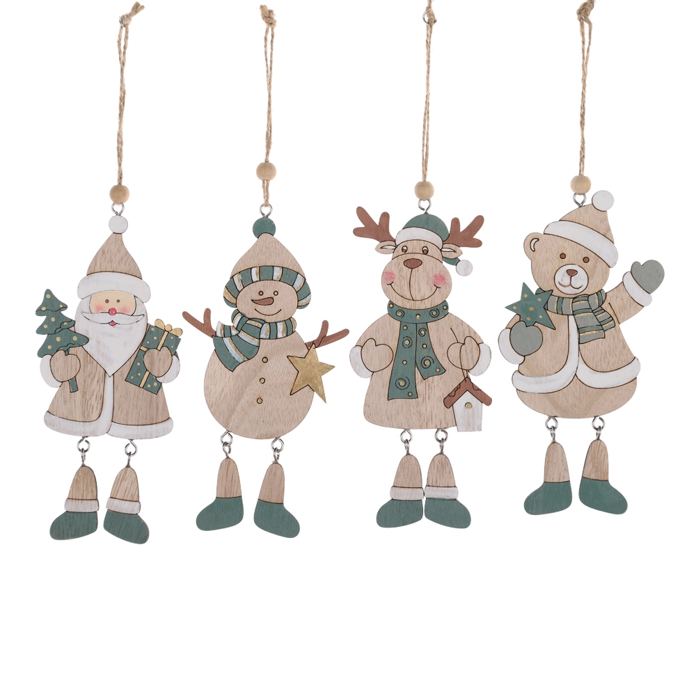 Weihnachten Hängende Ornamente Santa Claus Set Holz Weihnachten Baum Hängende Dekorationen 1