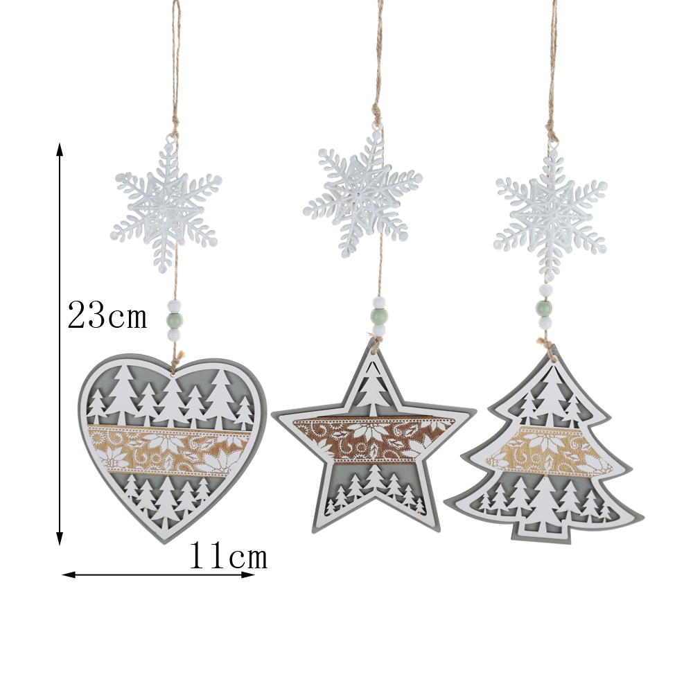 Weihnachten Vintage Traditionelle Innen Home Decor Baum Ornament Holz Herz Stern Anhänger 2