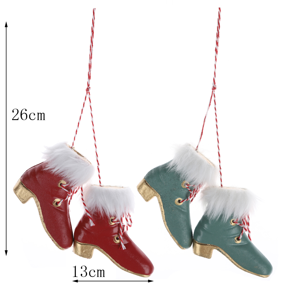 Adorno personalizado de zapatos de patinaje sobre hielo, regalo de recuerdo de Navidad, patines de madera colgantes 2