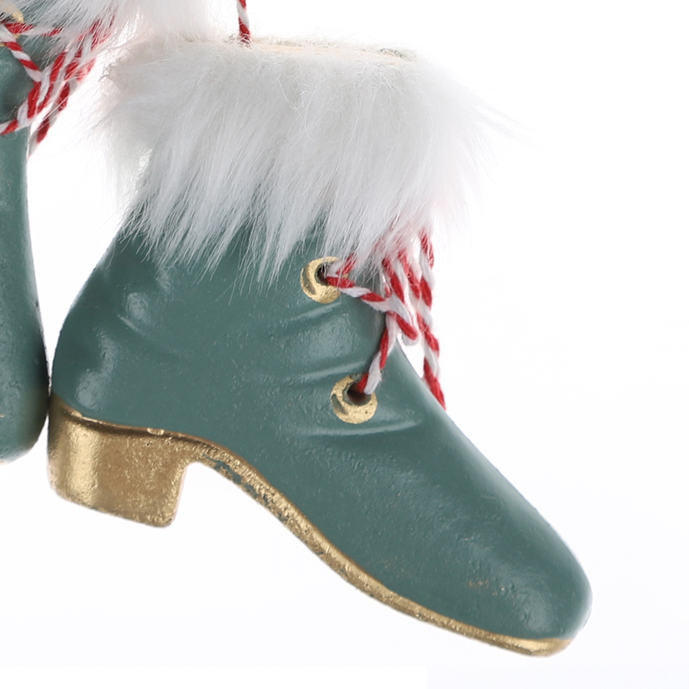 Adorno personalizado de zapatos de patinaje sobre hielo, regalo de recuerdo de Navidad, patines de madera colgantes 5