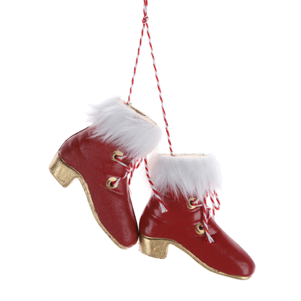 Adorno personalizado de zapatos de patinaje sobre hielo, regalo de recuerdo de Navidad, patines de madera colgantes 6