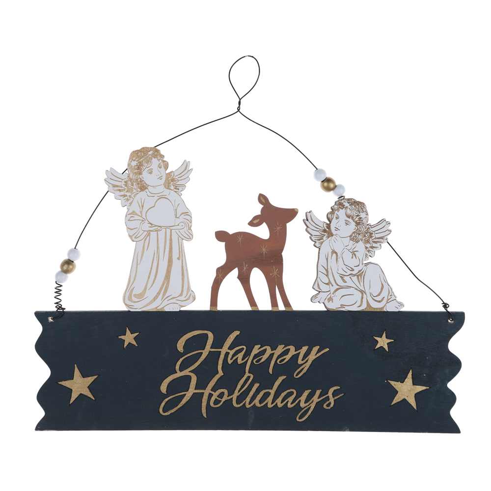 Christmas Angel Pendants Winter Wooden Wall Decorations Welcome Wooden Plaque Pendants 3