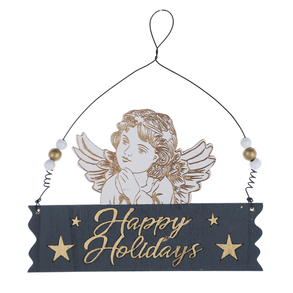 Christmas Angel Pendants Winter Wooden Wall Decorations Welcome Wooden Plaque Pendants 4