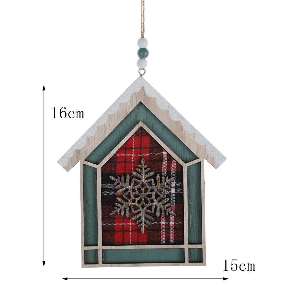 Weihnachten Holz Scheiben Schwarz Buffalo Plaid Rentier Weihnachten Baum Haus Dekorationen Hängen 7
