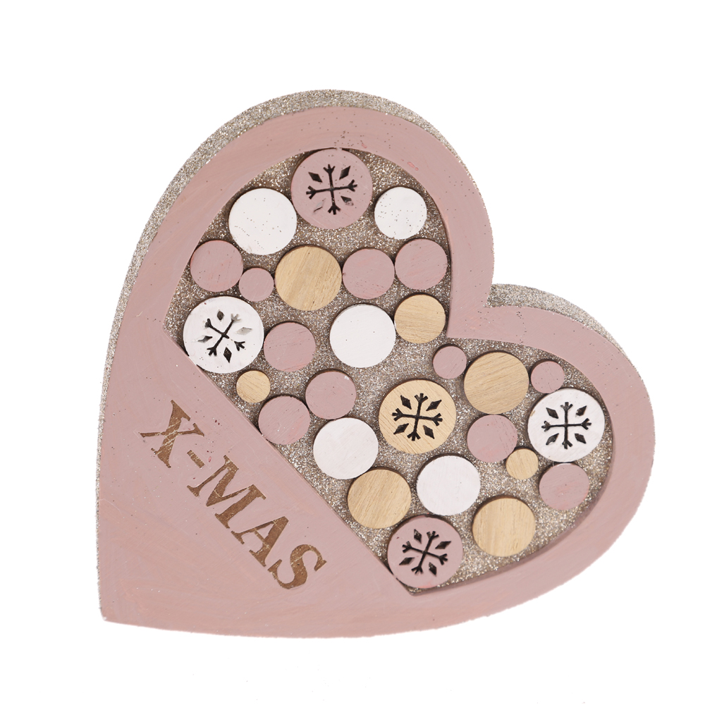 Weihnachten Home Tisch Dekoration Holz Stehen Engel mit Silber Herz Winter Ornamente 4