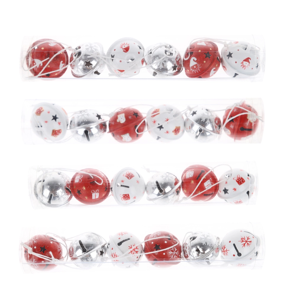 Campanas navideñas de metal rojas y blancas para decoración navideña, cascabeles coloridos 1