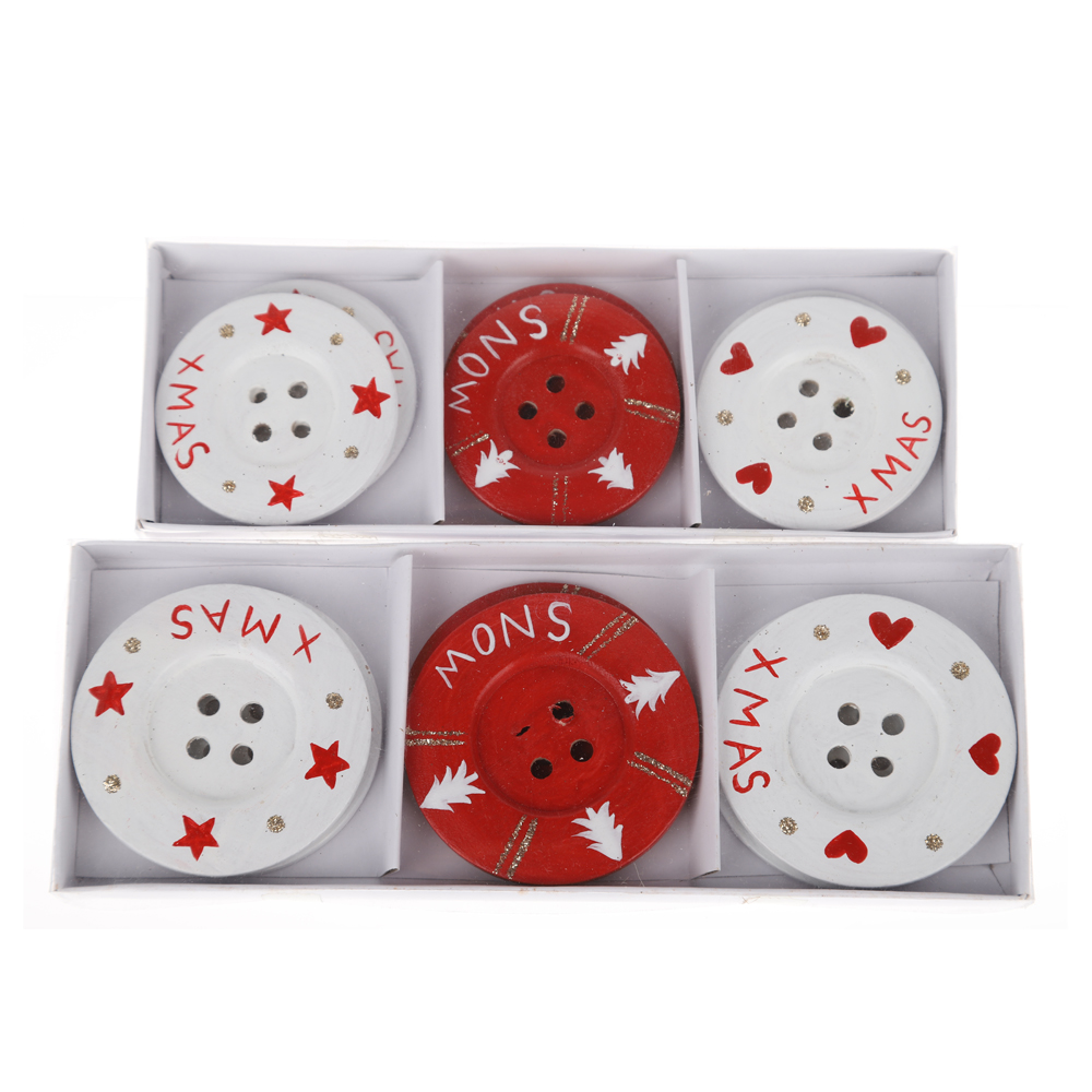 Proyectos de bricolaje Decoración Navidad Manualidades Botones 4 agujeros Botones de madera redondos rojos para coser 1