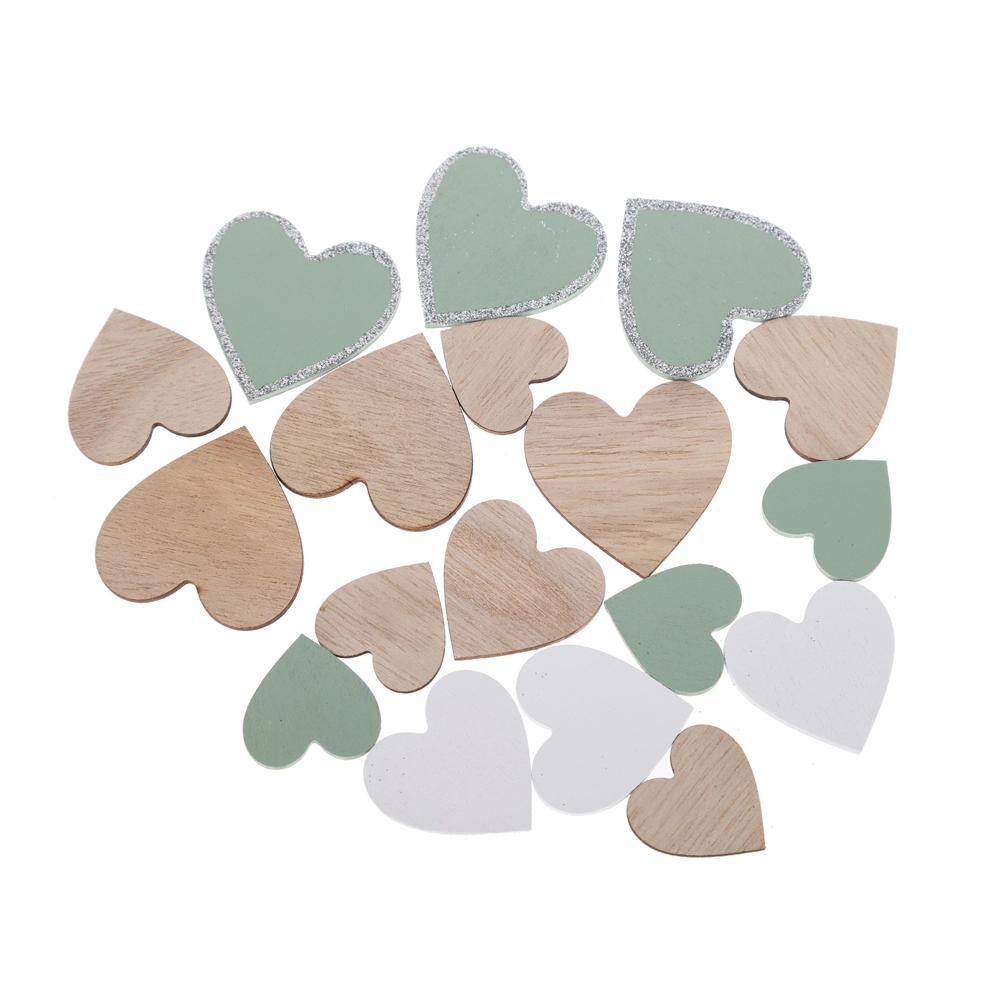 Juego de decoración para fiestas con forma de corazón, estrella y árbol, de madera, para esparcir confeti para mesa navideña. 1