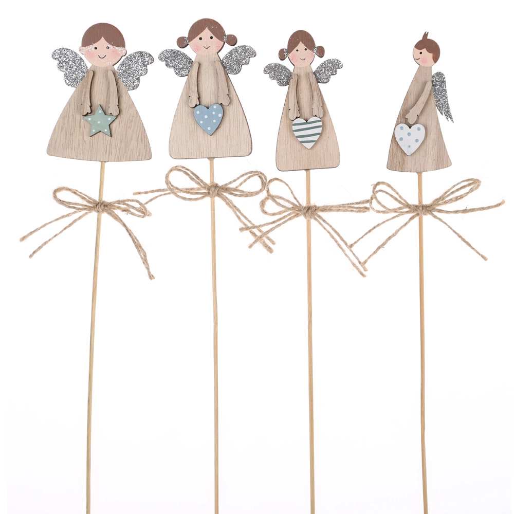 Decoraciones navideñas para fiestas en casa, manualidades de madera, palitos de jardín, púas navideñas de reno 1