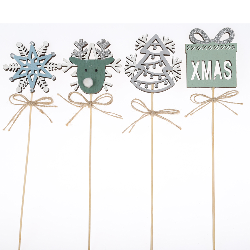 Weihnachten Home Party Dekorationen Holz Handwerk Garten Sticks Rentier Weihnachten Picks 6