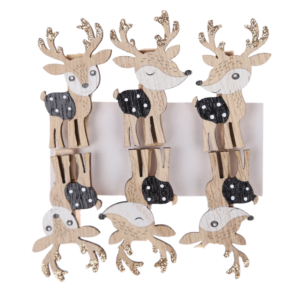 Home Party Decoration Blue Reindeer Clothespins Wooden Photo Paper Peg Pin Graft Clips 1