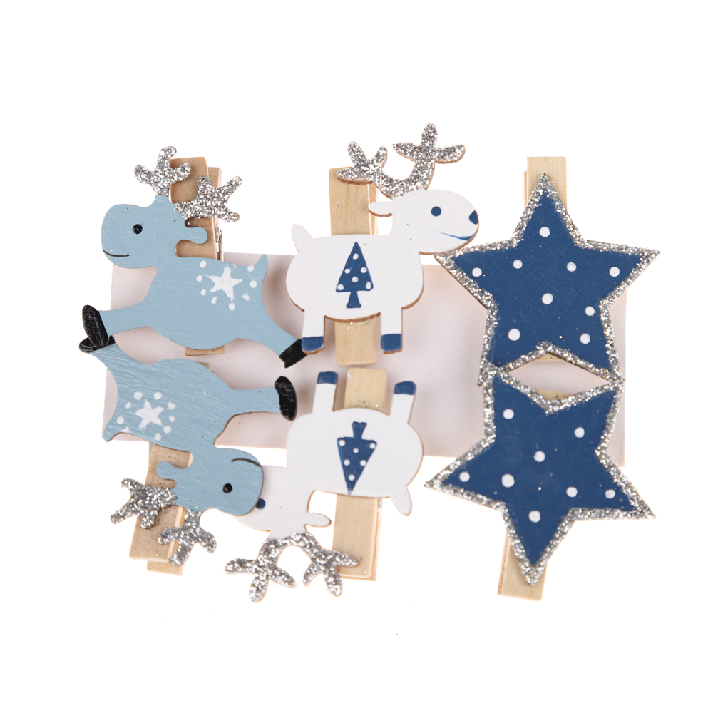 Home Party Dekoration Blau Rentier Wäscheklammern Holz Foto Papier Peg Pin Graft Clips 2