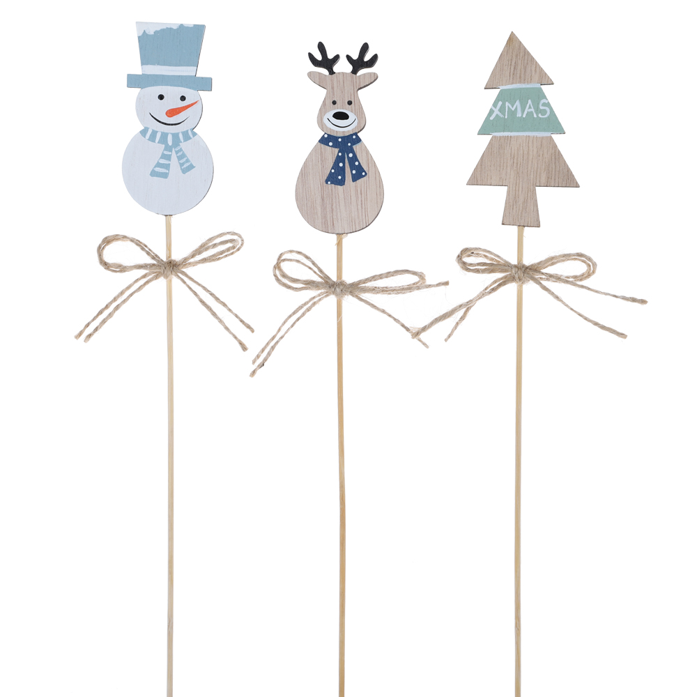 Weihnachts-Picks, Schneemann, Elch, Weihnachtsmann, zum Dekorieren von Wintergarten-Dekorationen 1