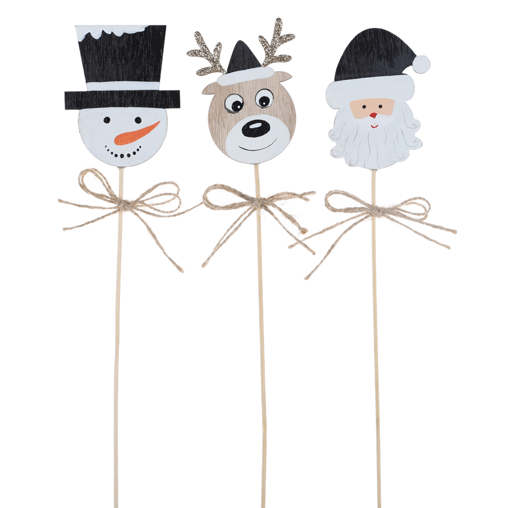 Weihnachts-Picks, Schneemann, Elch, Weihnachtsmann, zum Dekorieren von Wintergarten-Dekorationen 6