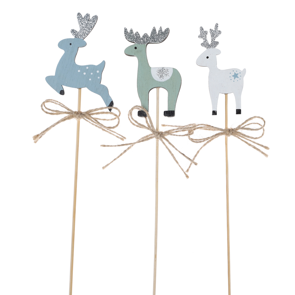 Weihnachts-Picks, Schneemann, Elch, Weihnachtsmann, zum Dekorieren von Wintergarten-Dekorationen 5