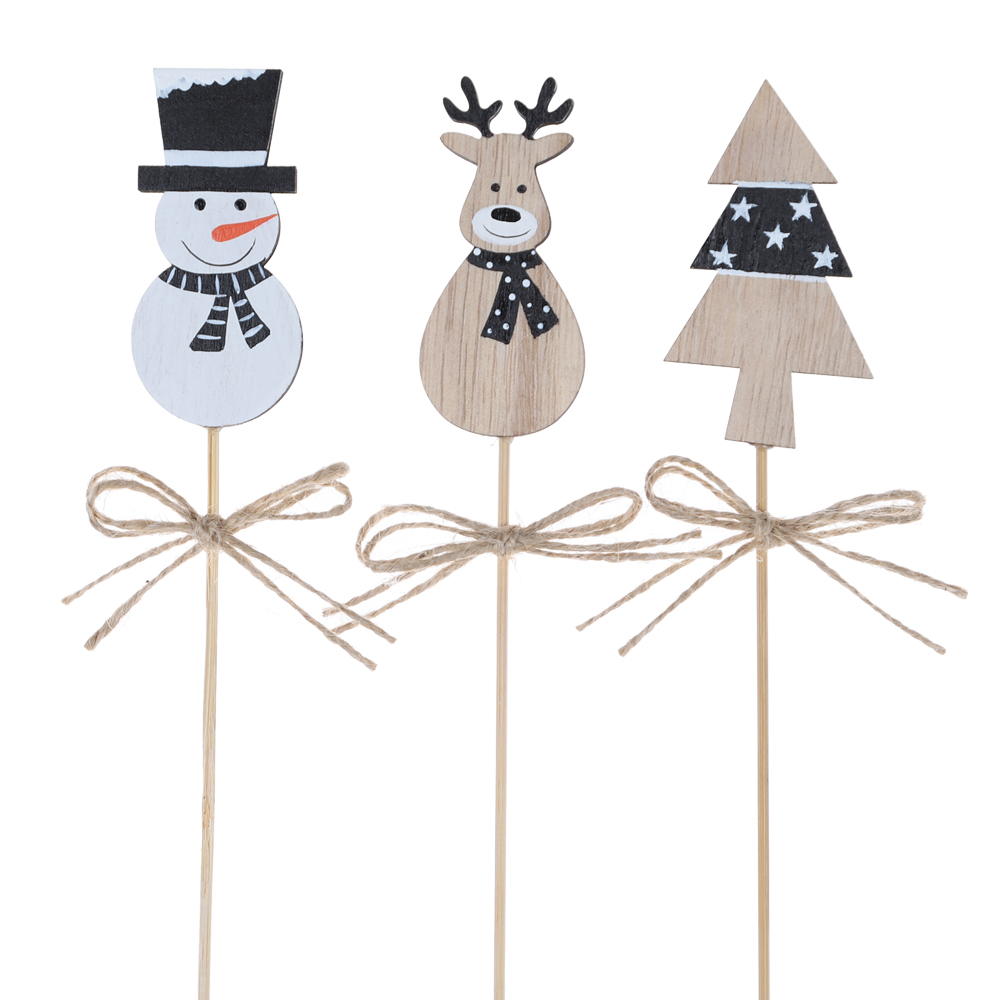 Weihnachts-Picks, Schneemann, Elch, Weihnachtsmann, zum Dekorieren von Wintergarten-Dekorationen 8