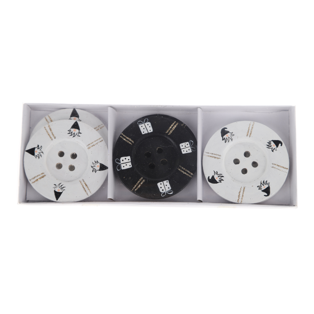 DIY Decorative Christmas Buttons 4 Hole Black and White Round Craft Wooden Sewing Buttons 5