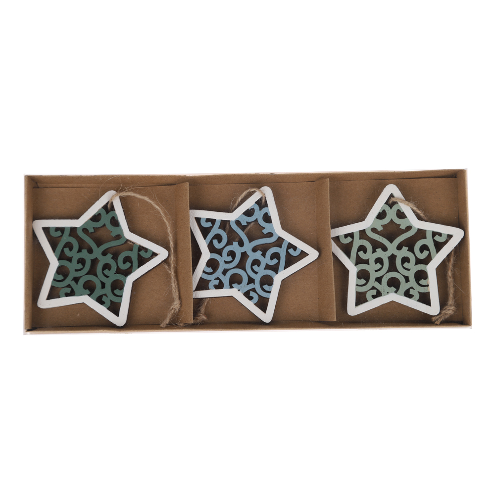 Árbol de Navidad colgante de madera hueca colgante estrella colgante manualidades para el hogar 4