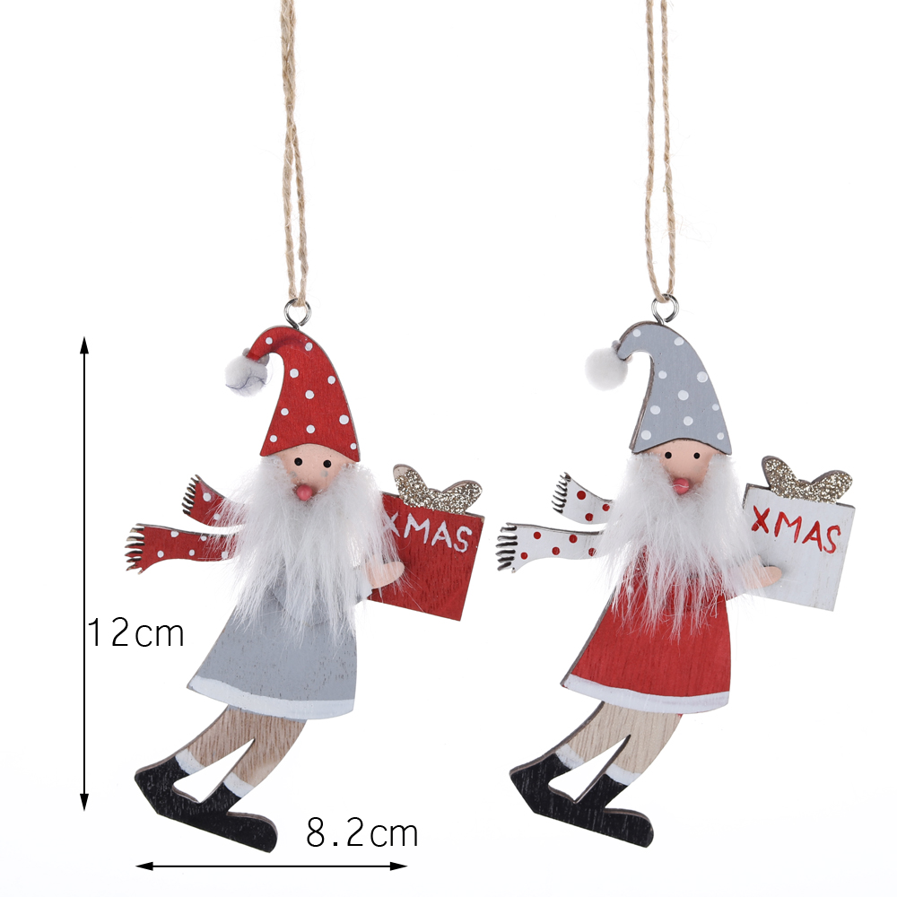 Weihnachtsmann zum Aufhängen, hochwertiges Holz, zum Aufhängen, DIY-Christbaumschmuck 2