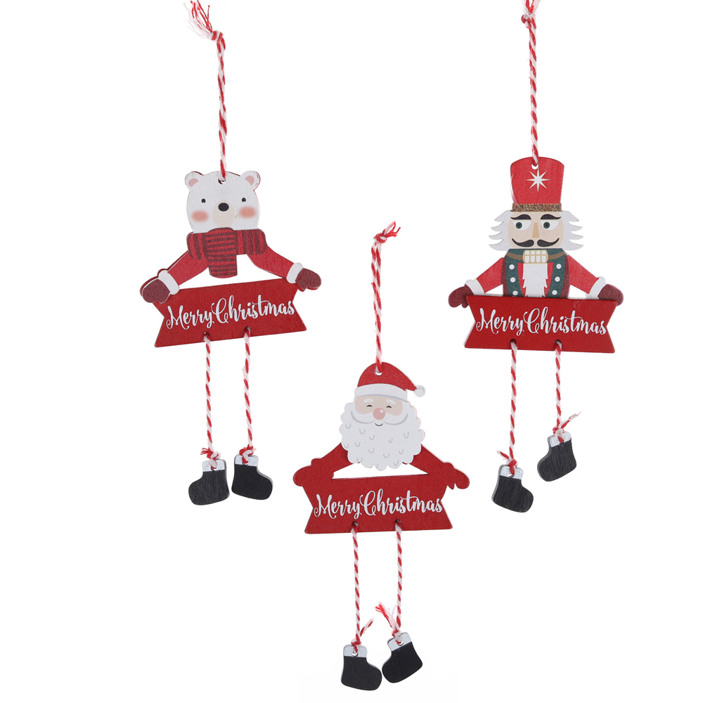 Frohe Weihnachten Holz Santa Weihnachten Haus Haustür Wandbehang Weihnachtsbaum Dekoration 3