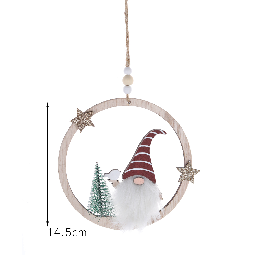 Home Party Dekorationen Runde Form Holz Schwedisch Gnome Weihnachten Baum Hängen Ornamente 7