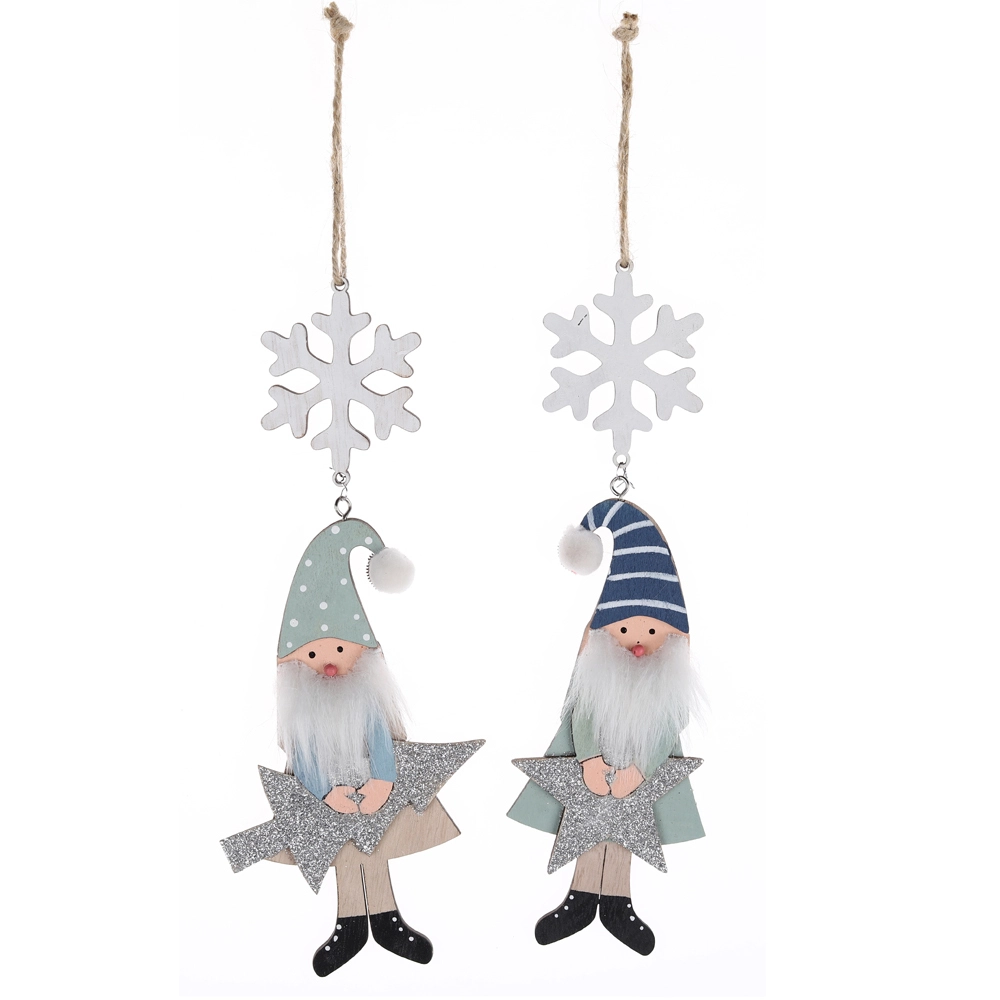 Xmas Gift Traditional Window Pendant Ornament Christmas Tree Decorations Wood Santa Pendant 1