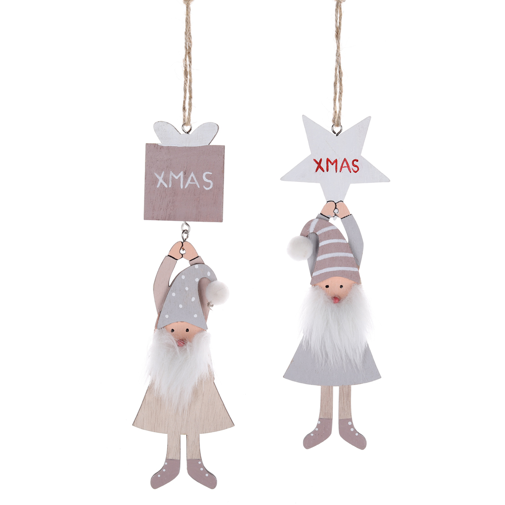 Weihnachtsgeschenk Traditionelle Fenster Anhänger Ornament Weihnachtsbaum Dekorationen Holz Santa Anhänger 5