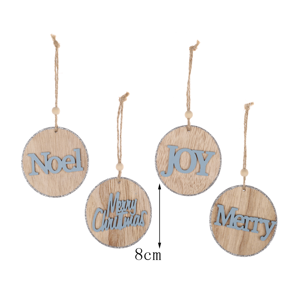 Weihnachtswünsche Baum Holzdekorationen Neol Freude Frieden rund Holz hängen Handwerk 2
