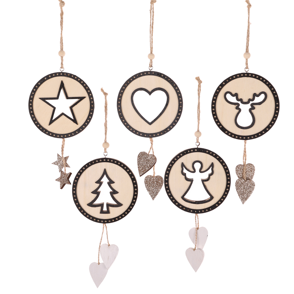 Weihnachtswünsche Baum Holzdekorationen Neol Freude Frieden rund Holz hängen Handwerk 3