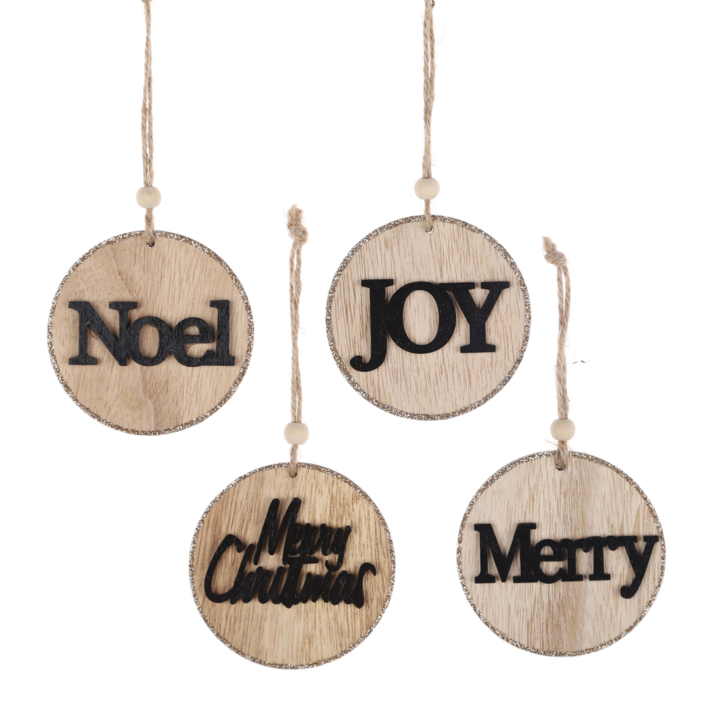 Weihnachtswünsche Baum Holzdekorationen Neol Freude Frieden rund Holz hängen Handwerk 5