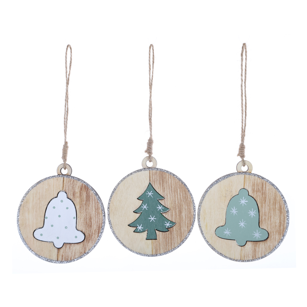 Weihnachtswünsche Baum Holzdekorationen Neol Freude Frieden rund Holz hängen Handwerk 6