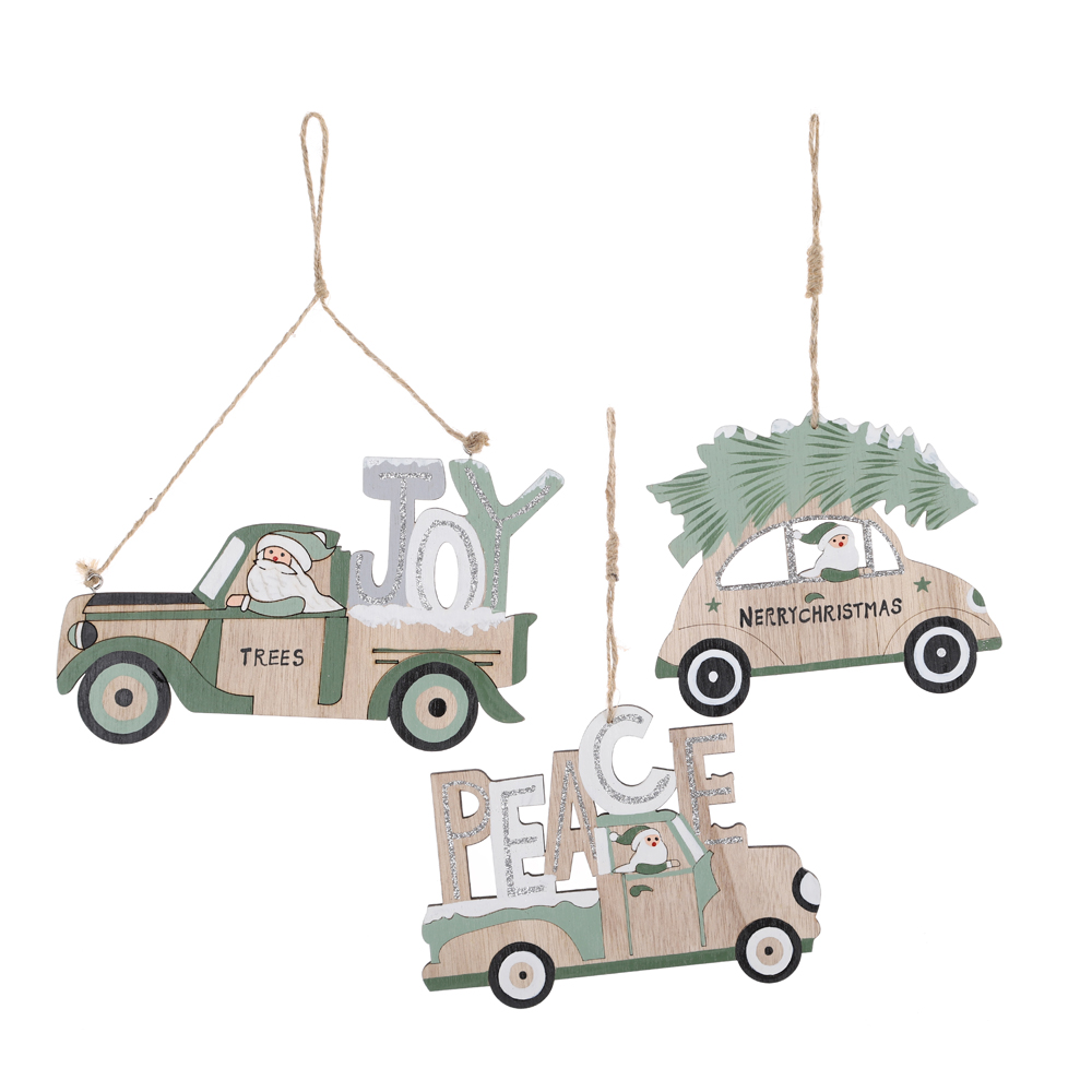 Holz Bauernhaus Weihnachten Mini Lkw Ornamente Weihnachten Auto Dekorationen Hängen Lkw 2