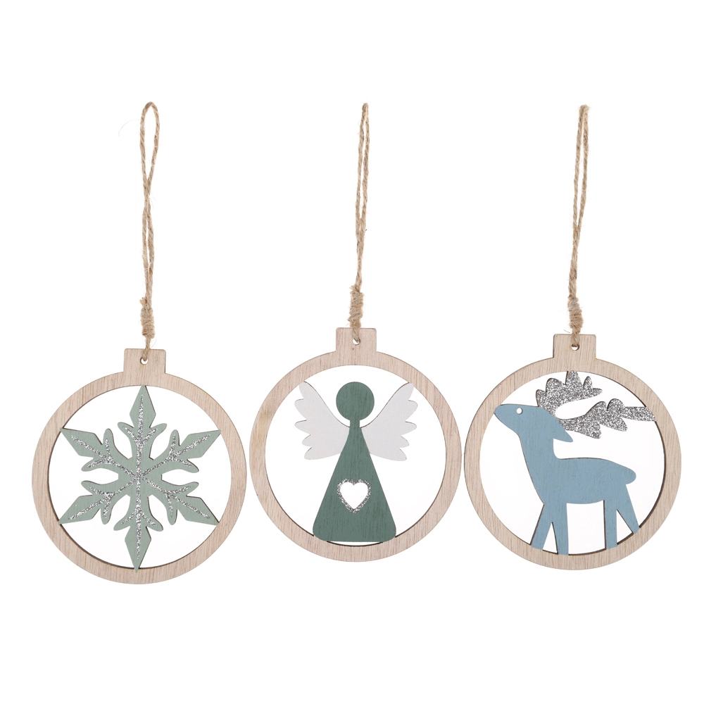 DIY Gift Tags Decor Christmas Hanging Ornaments Wood Set Xmas Tree Hanging Decorations 1