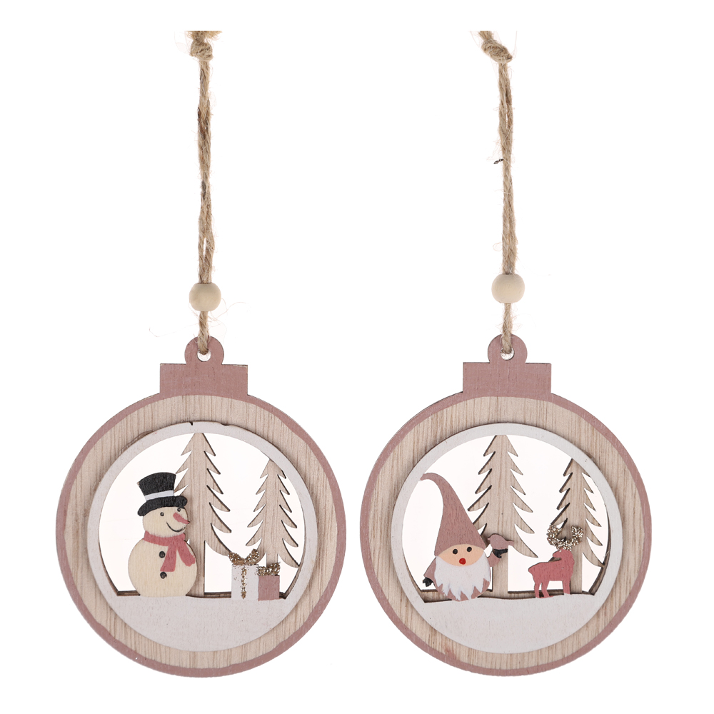 DIY Gift Tags Decor Christmas Hanging Ornaments Wood Set Xmas Tree Hanging Decorations 7