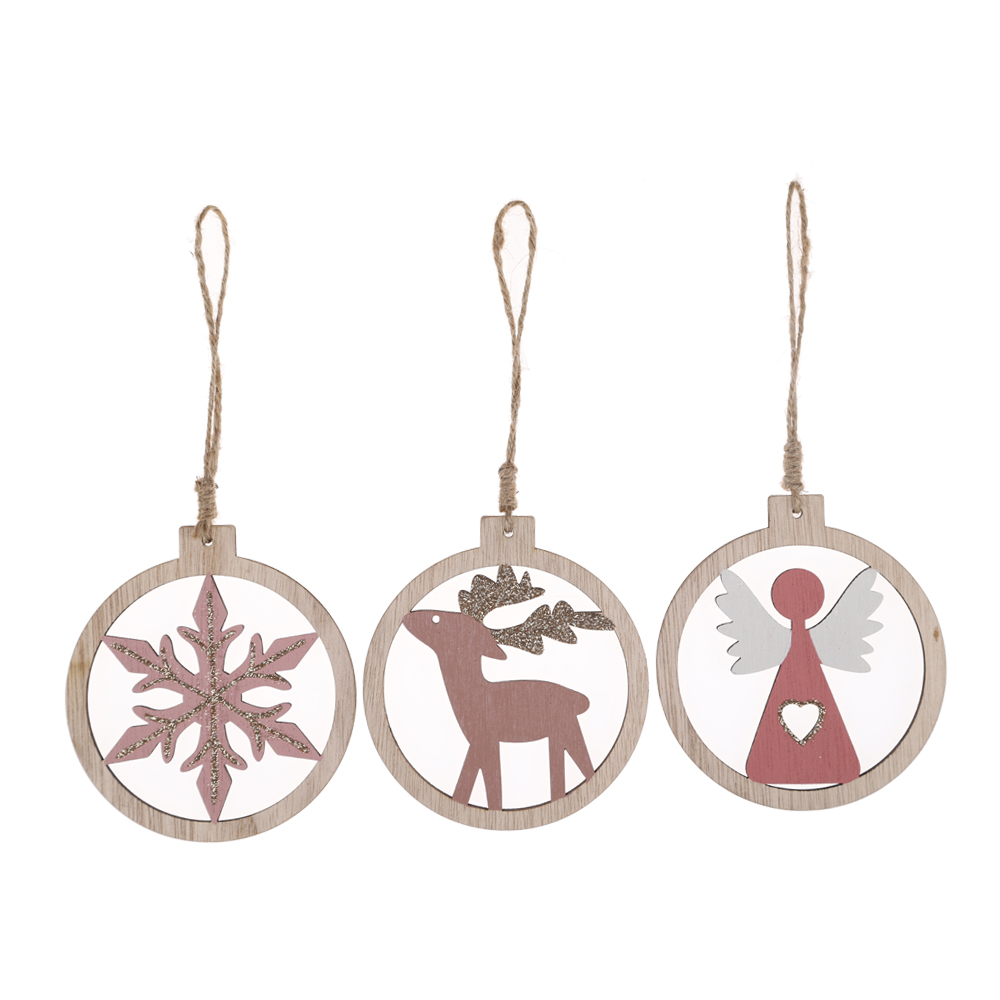 DIY Gift Tags Decor Christmas Hanging Ornaments Wood Set Xmas Tree Hanging Decorations 8
