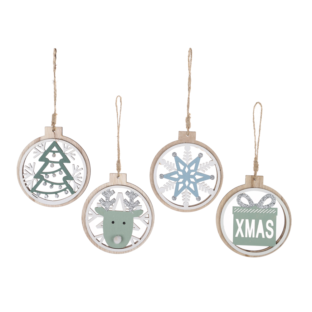 DIY Gift Tags Decor Christmas Hanging Ornaments Wood Set Xmas Tree Hanging Decorations 6