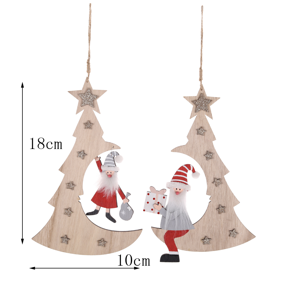Weihnachten Holz Hängen Handwerk Santa Claus Thema Weihnachten Baum Hängen Dekorationen 3