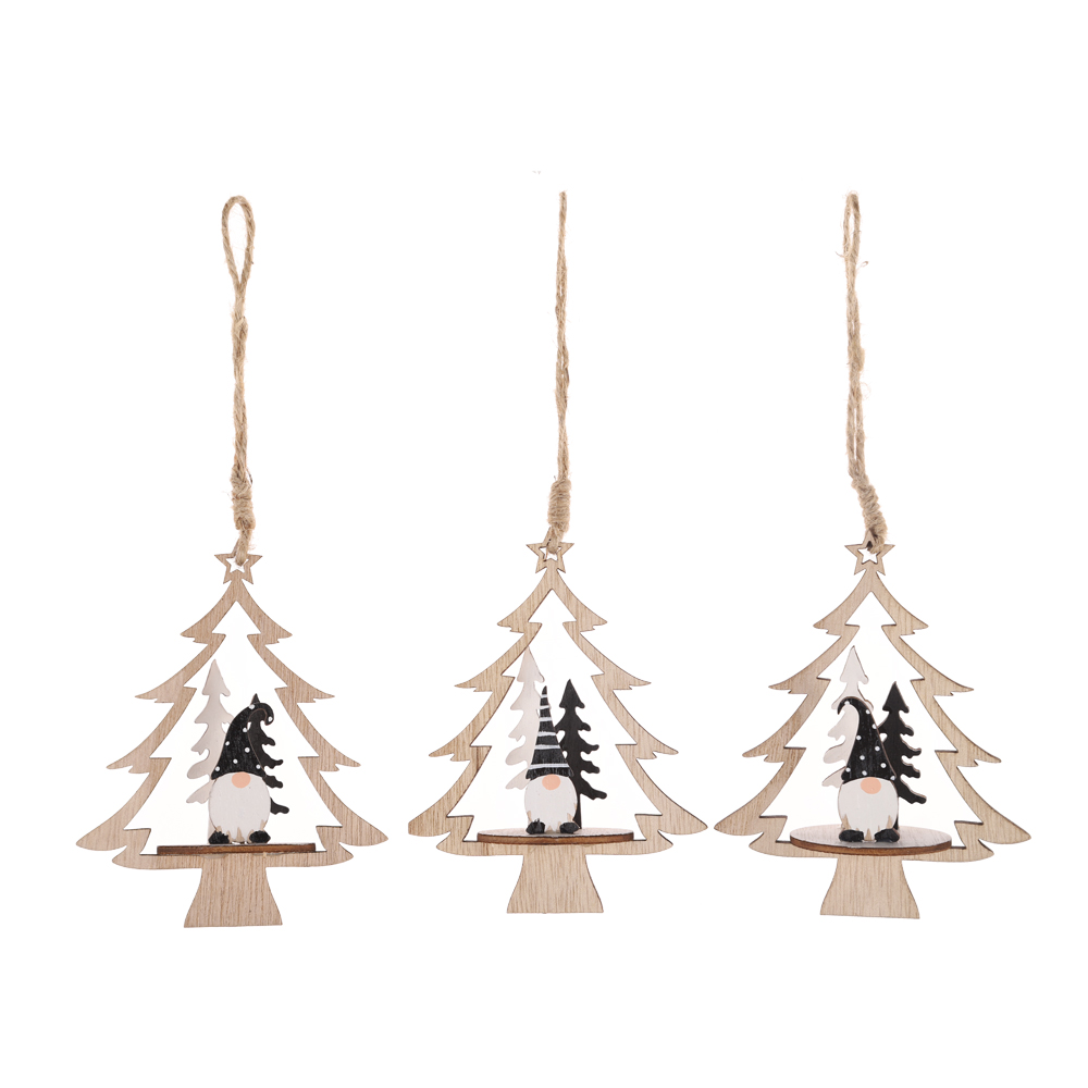 Weihnachten Holz Hängen Handwerk Santa Claus Thema Weihnachten Baum Hängen Dekorationen 1