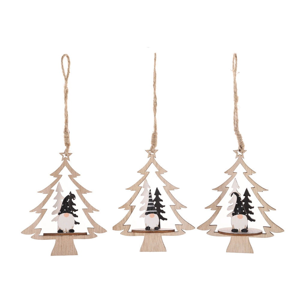 Manualidades colgantes de madera para Navidad con temática de Papá Noel, adornos colgantes para árbol de Navidad 1