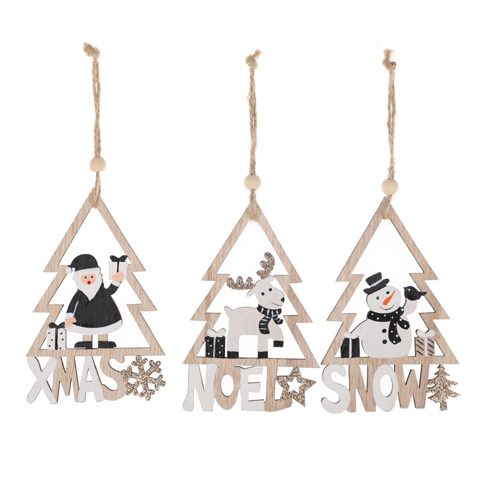 Weihnachten Holz Hängen Handwerk Santa Claus Thema Weihnachten Baum Hängen Dekorationen 5