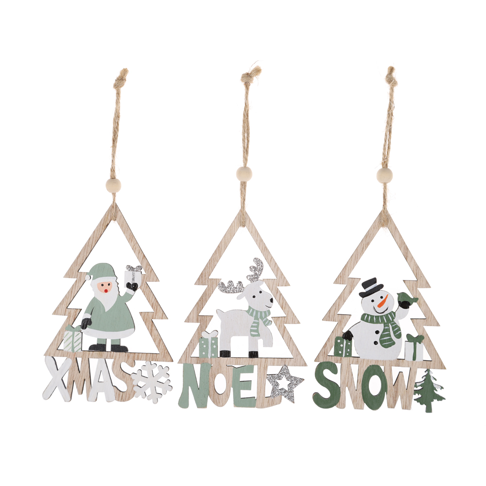 Weihnachten Holz Hängen Handwerk Santa Claus Thema Weihnachten Baum Hängen Dekorationen 6