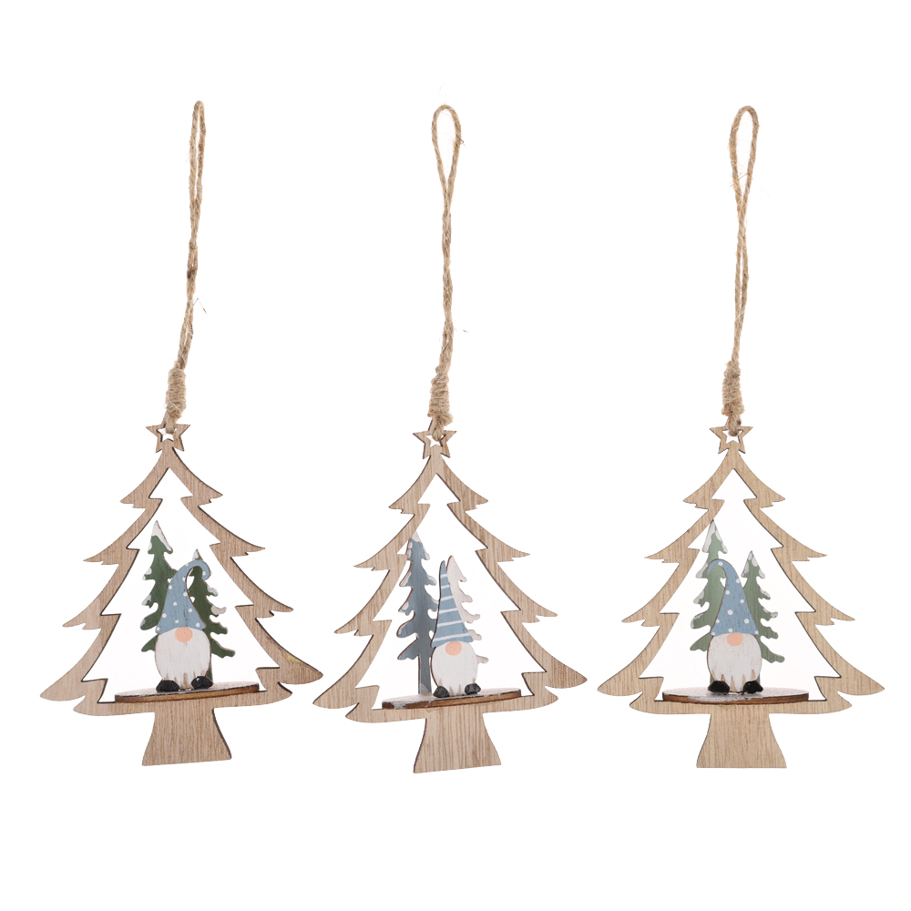 Weihnachten Holz Hängen Handwerk Santa Claus Thema Weihnachten Baum Hängen Dekorationen 4