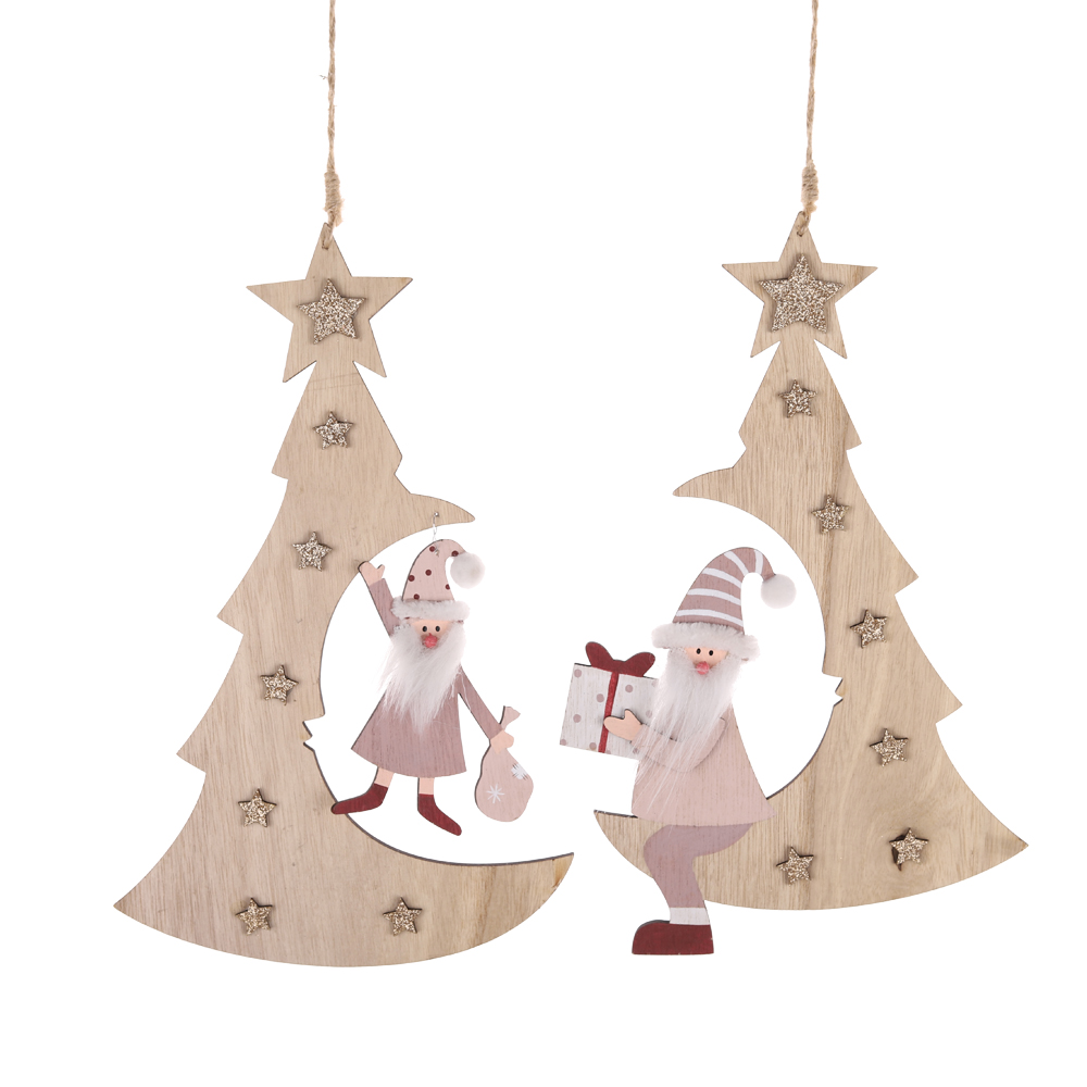 Weihnachten Holz Hängen Handwerk Santa Claus Thema Weihnachten Baum Hängen Dekorationen 7