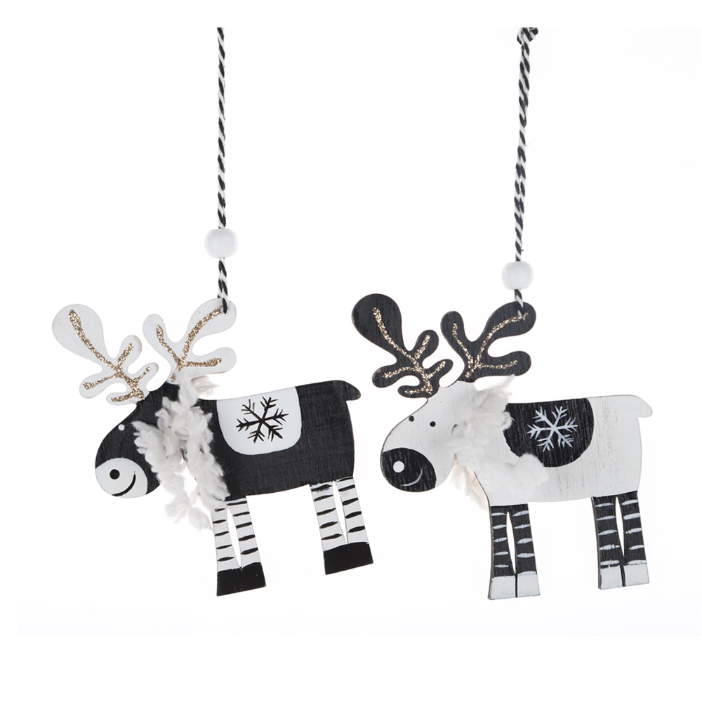 2025 Wholesale Wood Reindeer Pendant Christmas Tree Decoration Mini Xams Tree Hanging 1