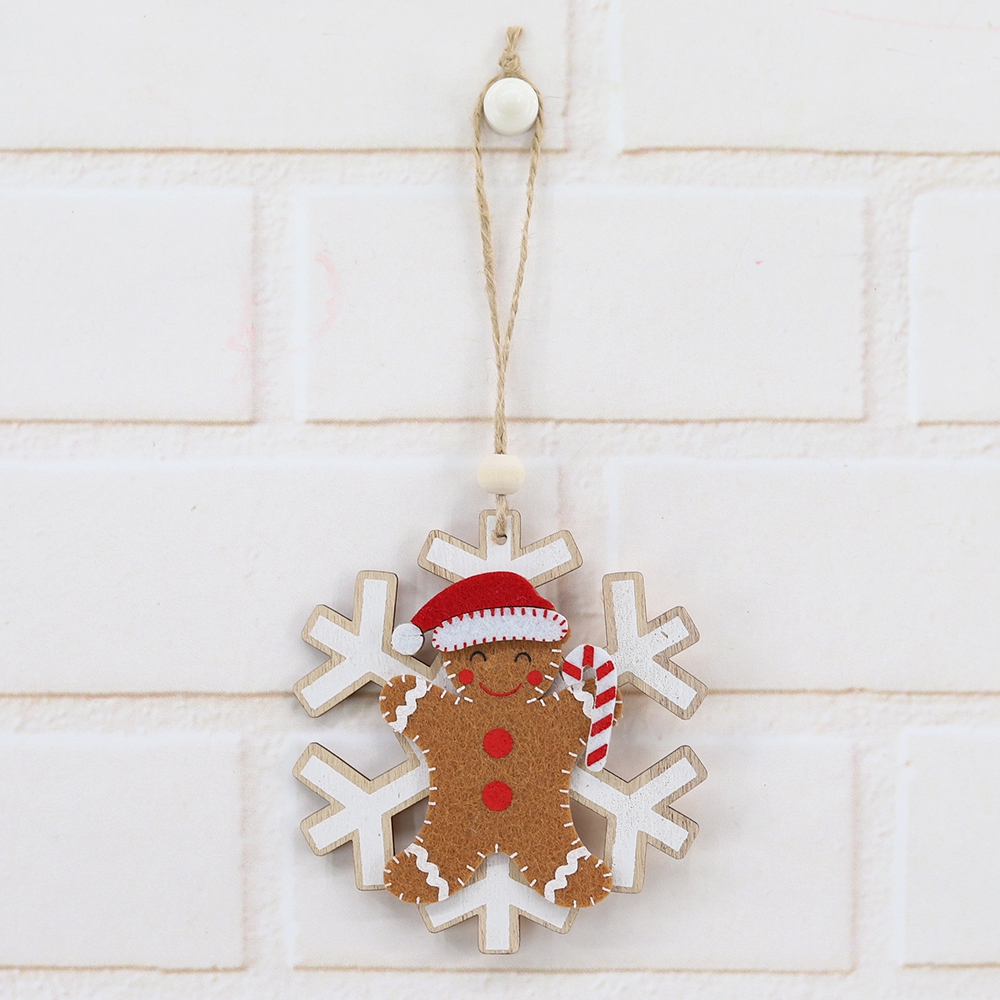Festliche Neujahrsparty-Dekorationen aus Holz, Lebkuchenmann, Weihnachtsbaum-Hängeornament 3