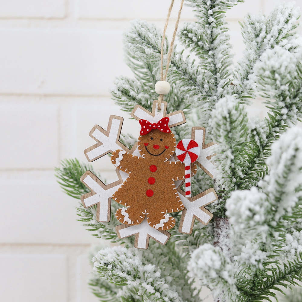 Festliche Neujahrsparty-Dekorationen aus Holz, Lebkuchenmann, Weihnachtsbaum-Hängeornament 2