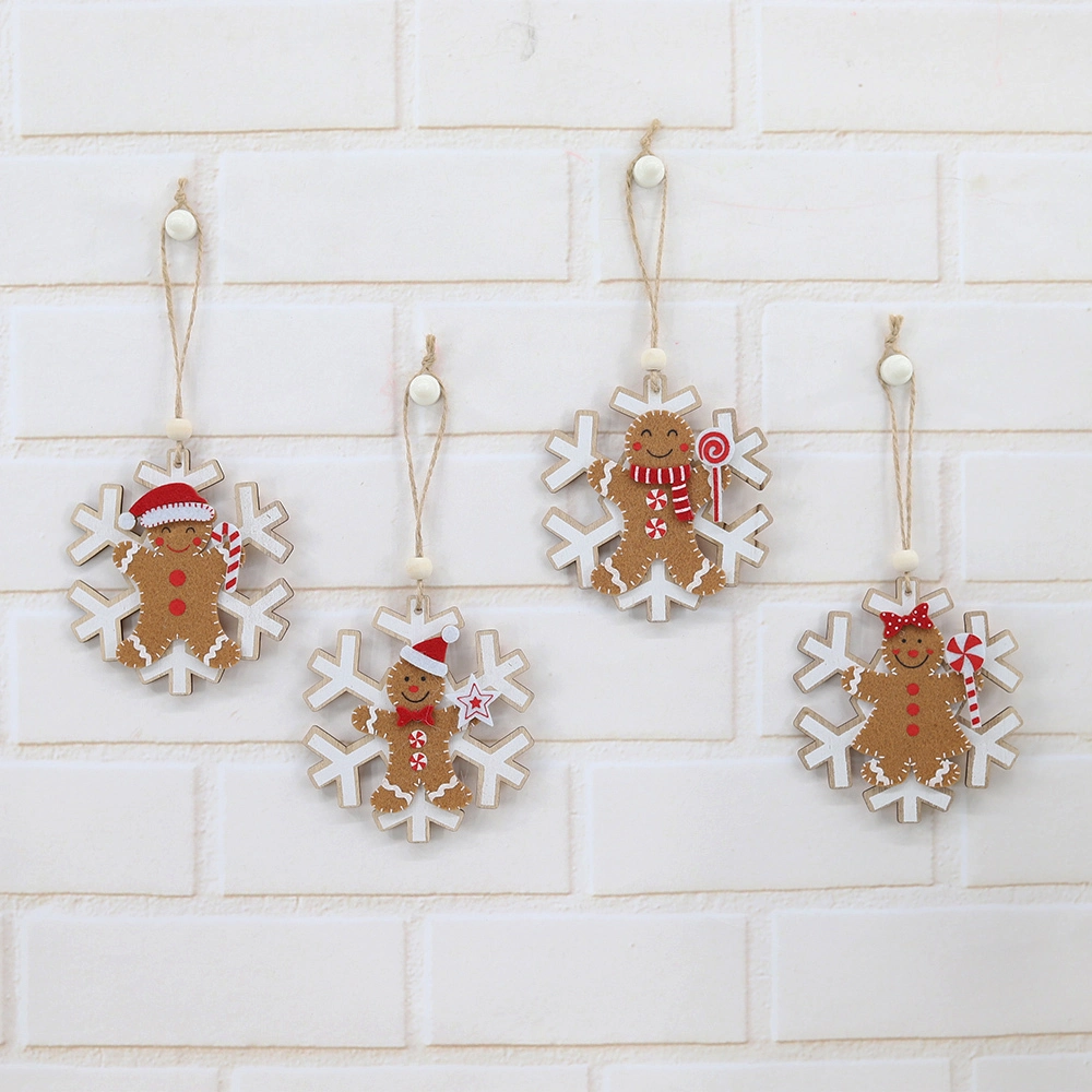 Festive New Year Party Decorations Wooden Christmas Gingerbread Man Xmas Tree Hanging Ornament 1